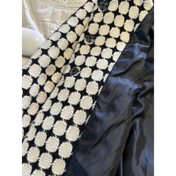 VTG XS Geometric Tweed  Wool Cropped Peplum Cardigan Jacket lg buttons  Classic - Picture 10 of 14